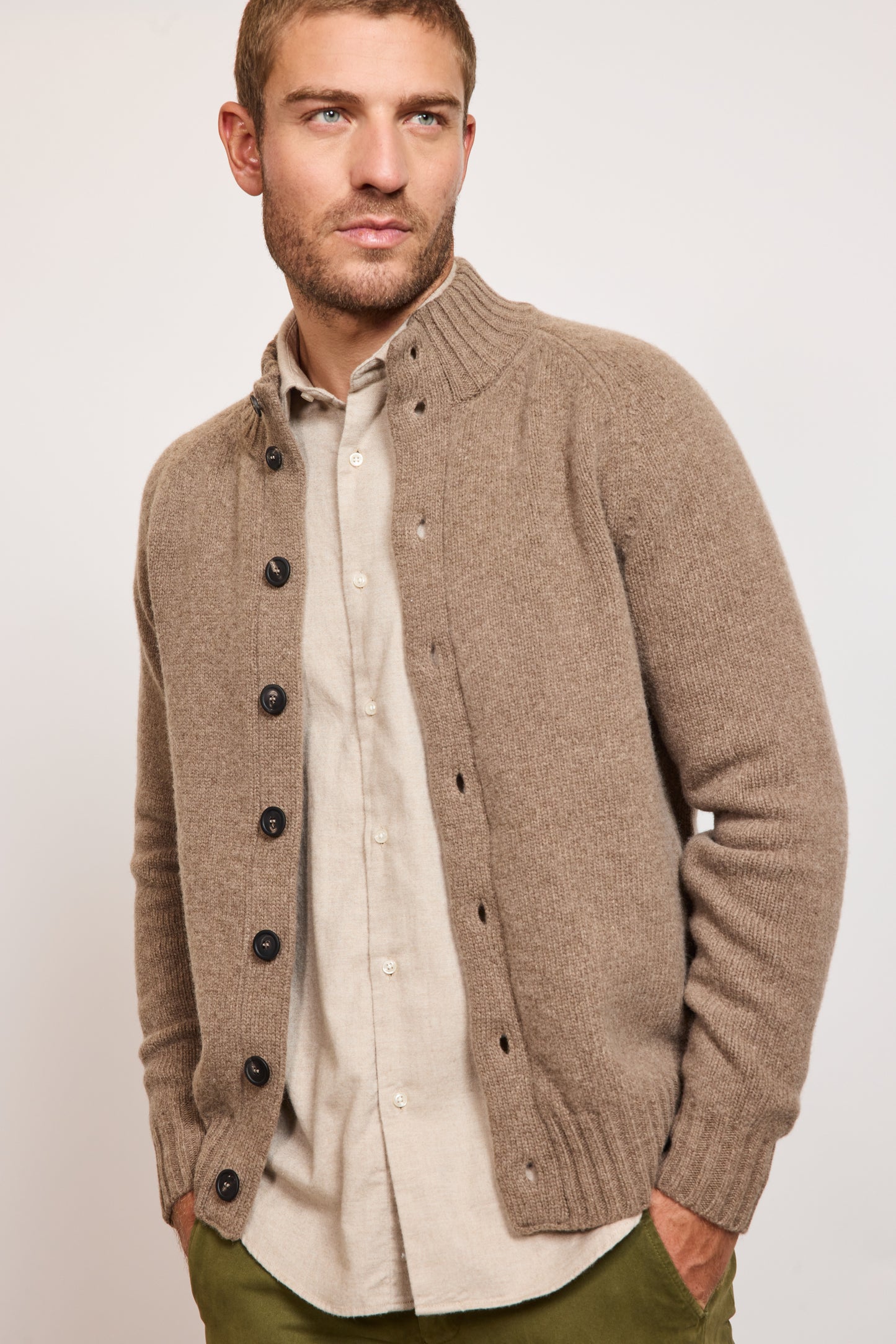 WOOL CARDIGAN TAUPE