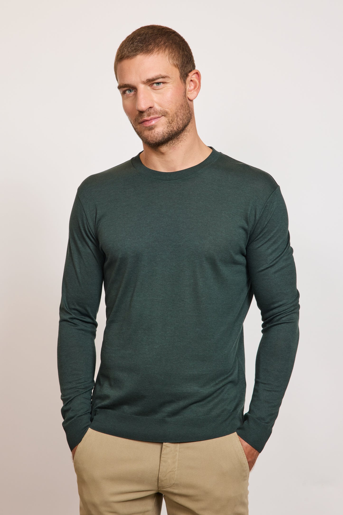 LYOCELL AND COTTON SWEATER GREEN