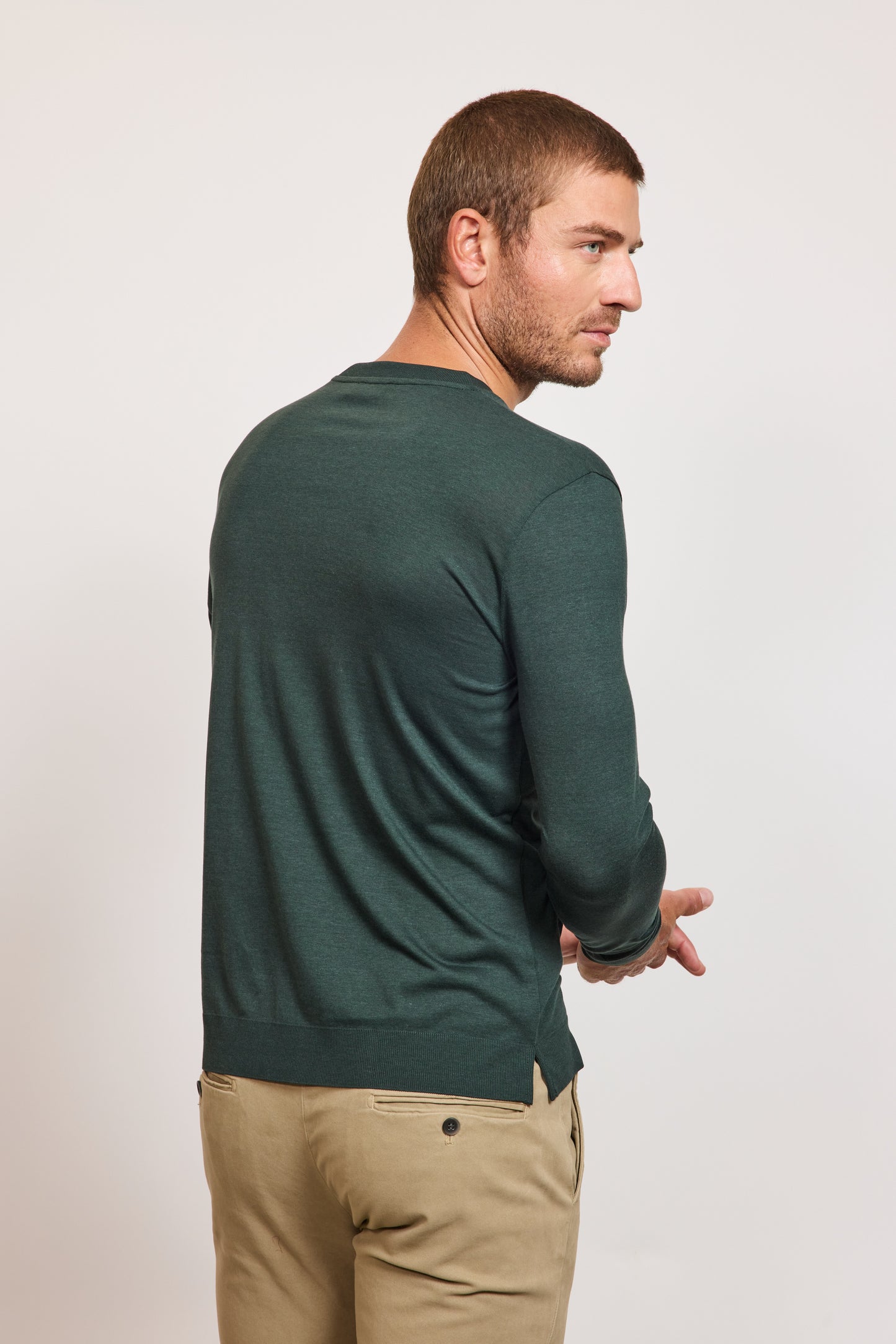 LYOCELL AND COTTON SWEATER GREEN