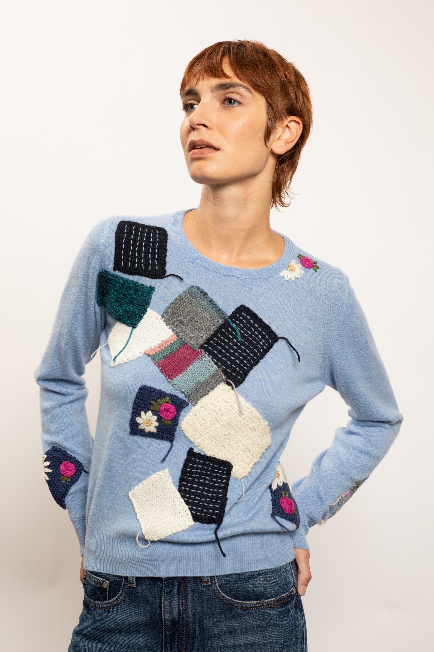 WOOL CASHMERE SWEATER BLUE