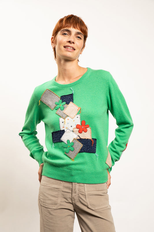 PULL LAINE ET CACHEMIRE VERT