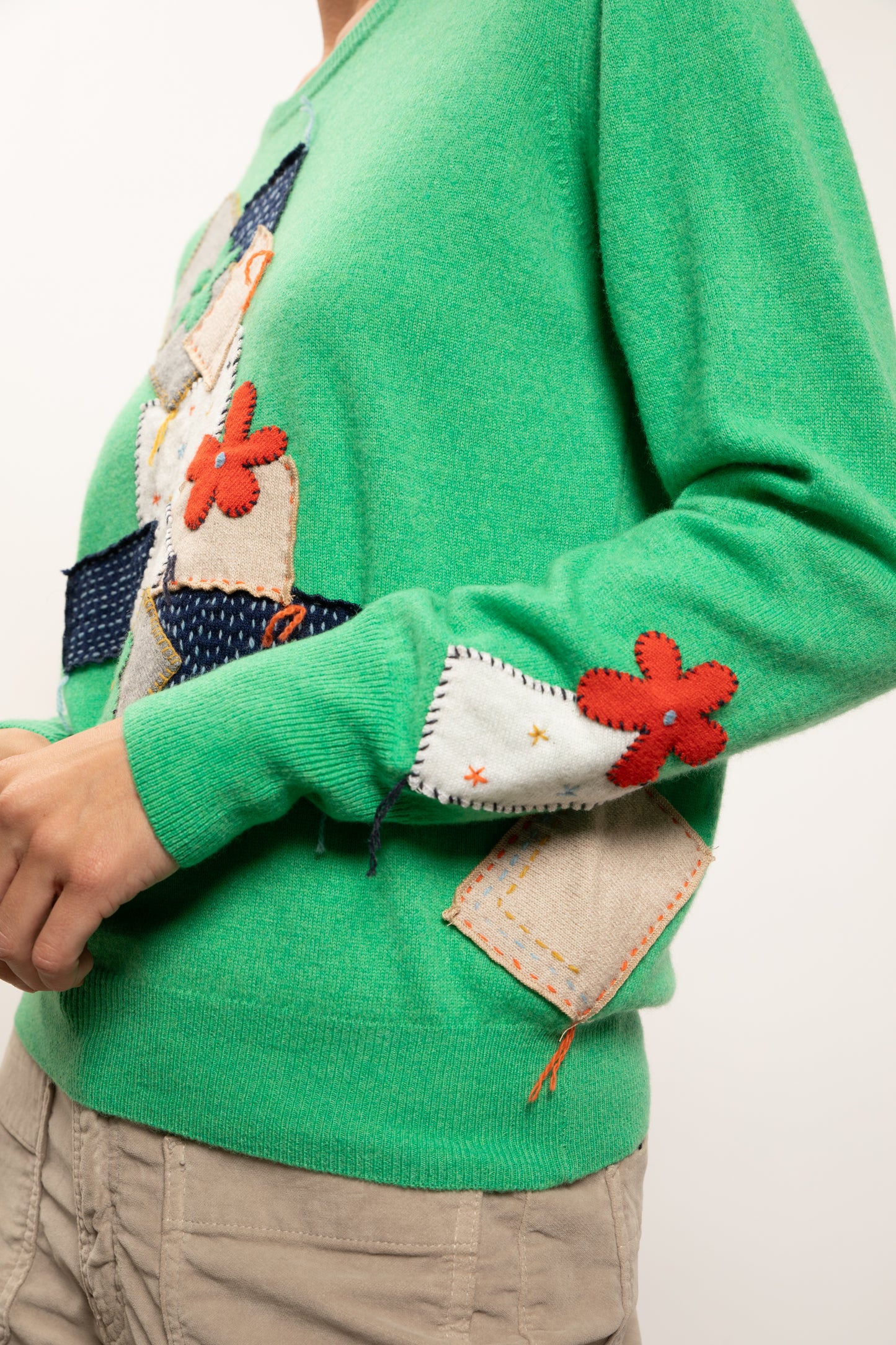 WOOL CASHMERE SWEATER GREEN