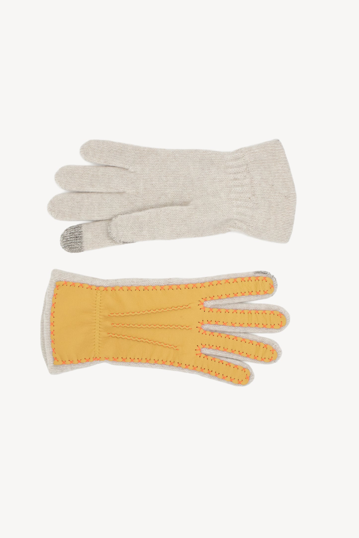 BI-MATERIAL GLOVES BEIGE