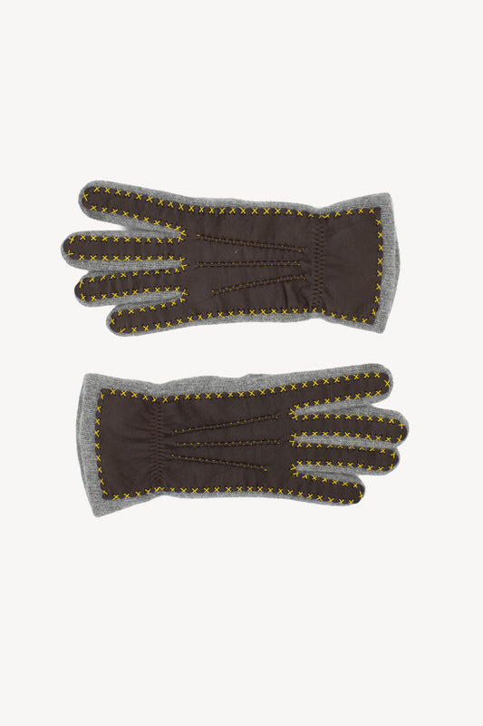 GANTS BI-MATIÈRE GRIS