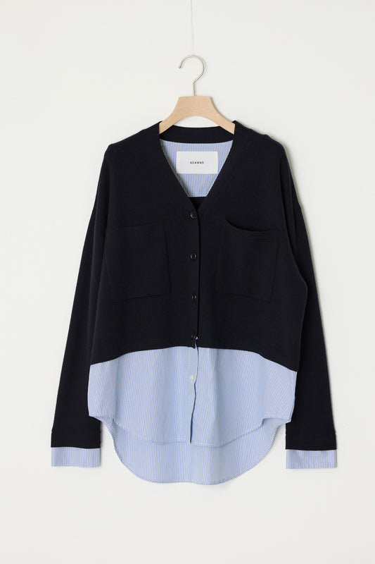 CARDIGAN TROMPE L'ŒIL MARINE