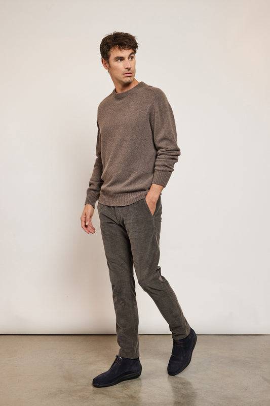 PANTALON SLIM VELOURS MARRON GLACÉ