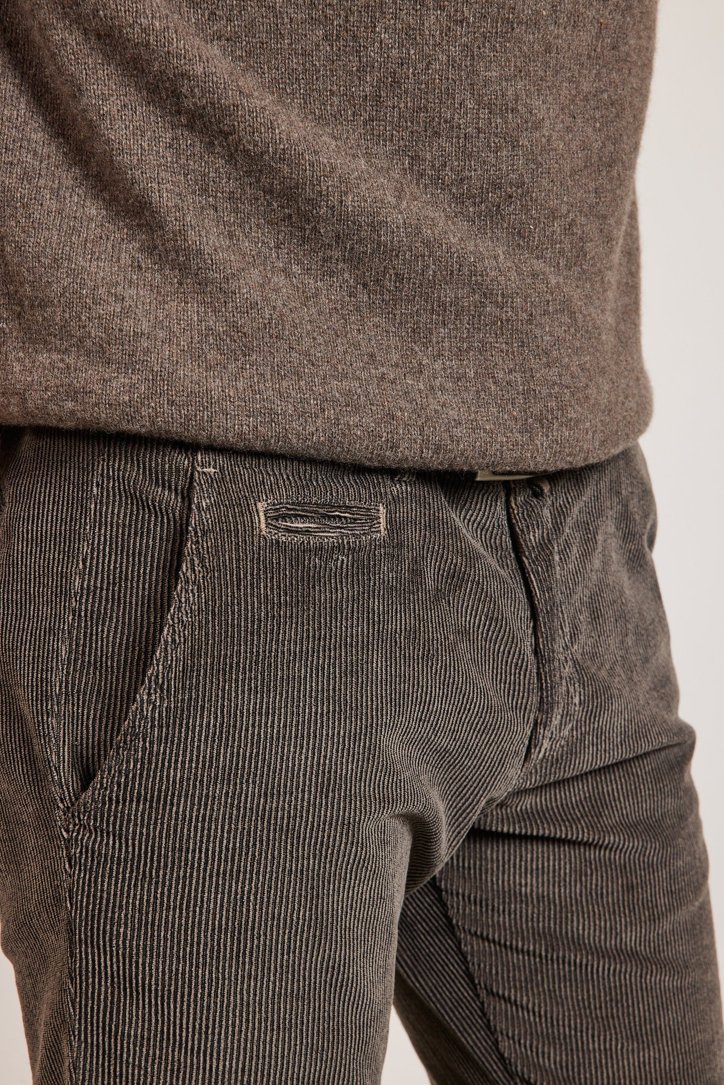 SLIM VELVET TROUSERS BROWN