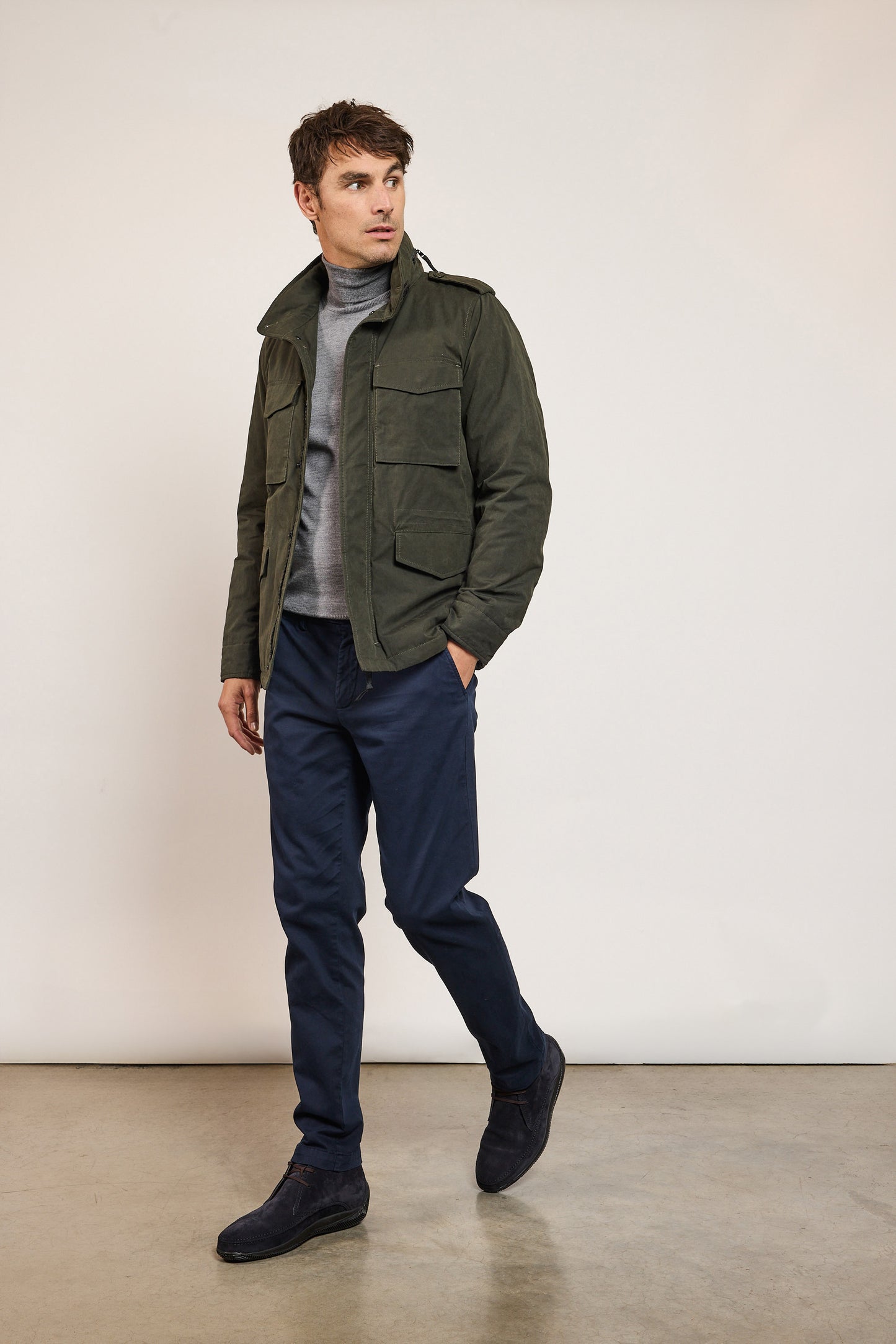 GABARDINE SAFARI JACKET KHAKI