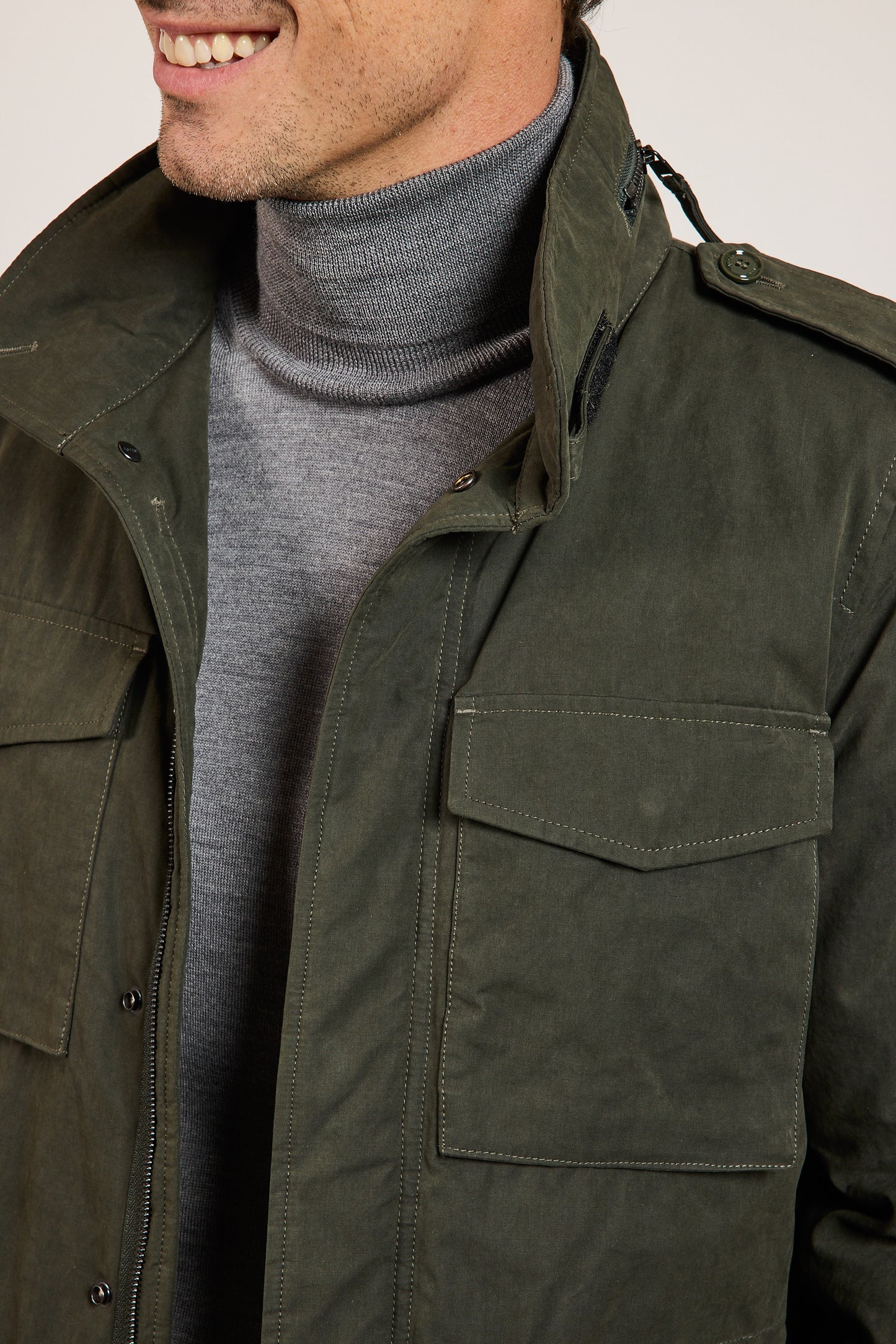 GABARDINE SAFARI JACKET KHAKI