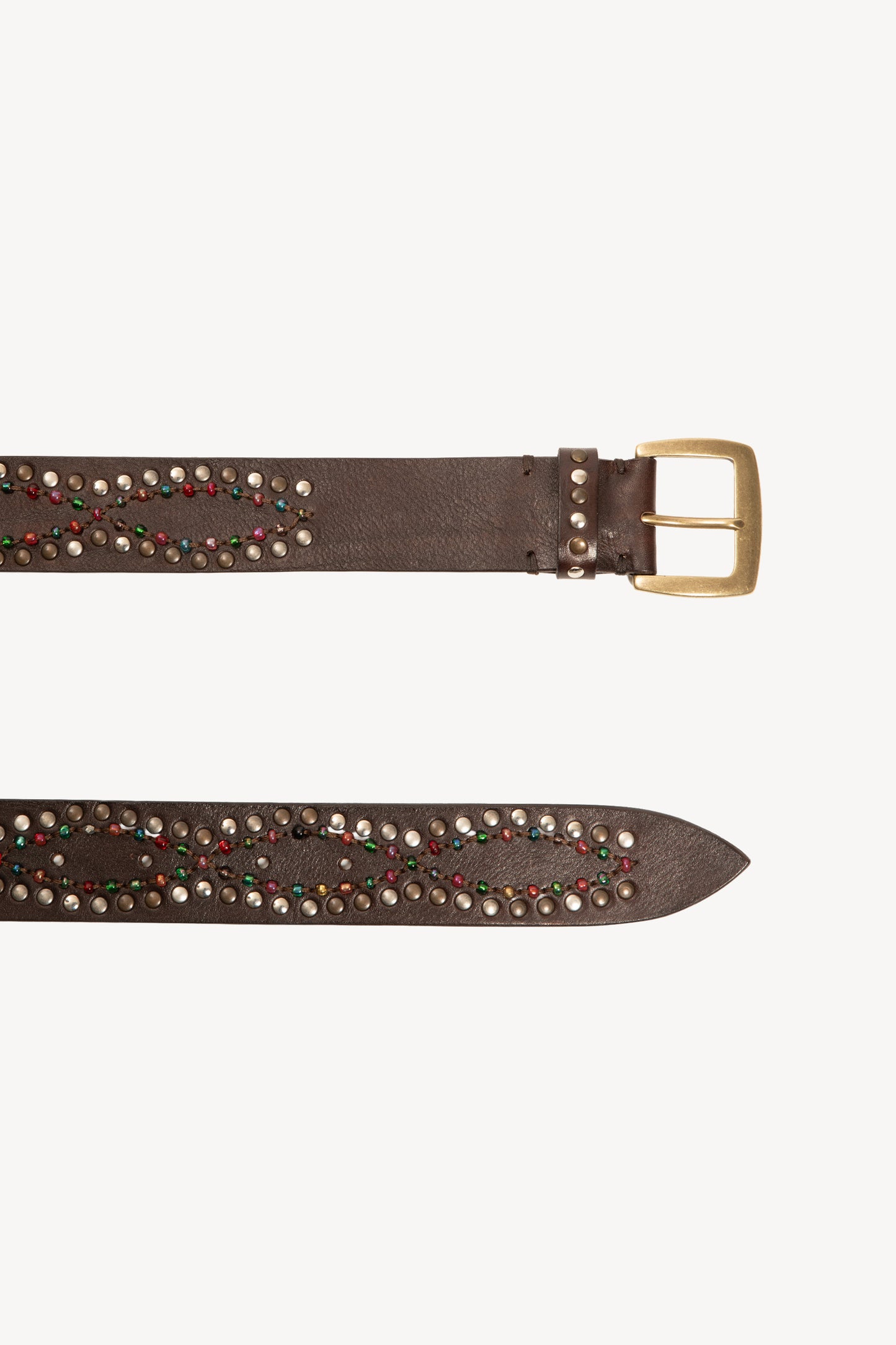 LEATHER & PEARLS BELT COCOA