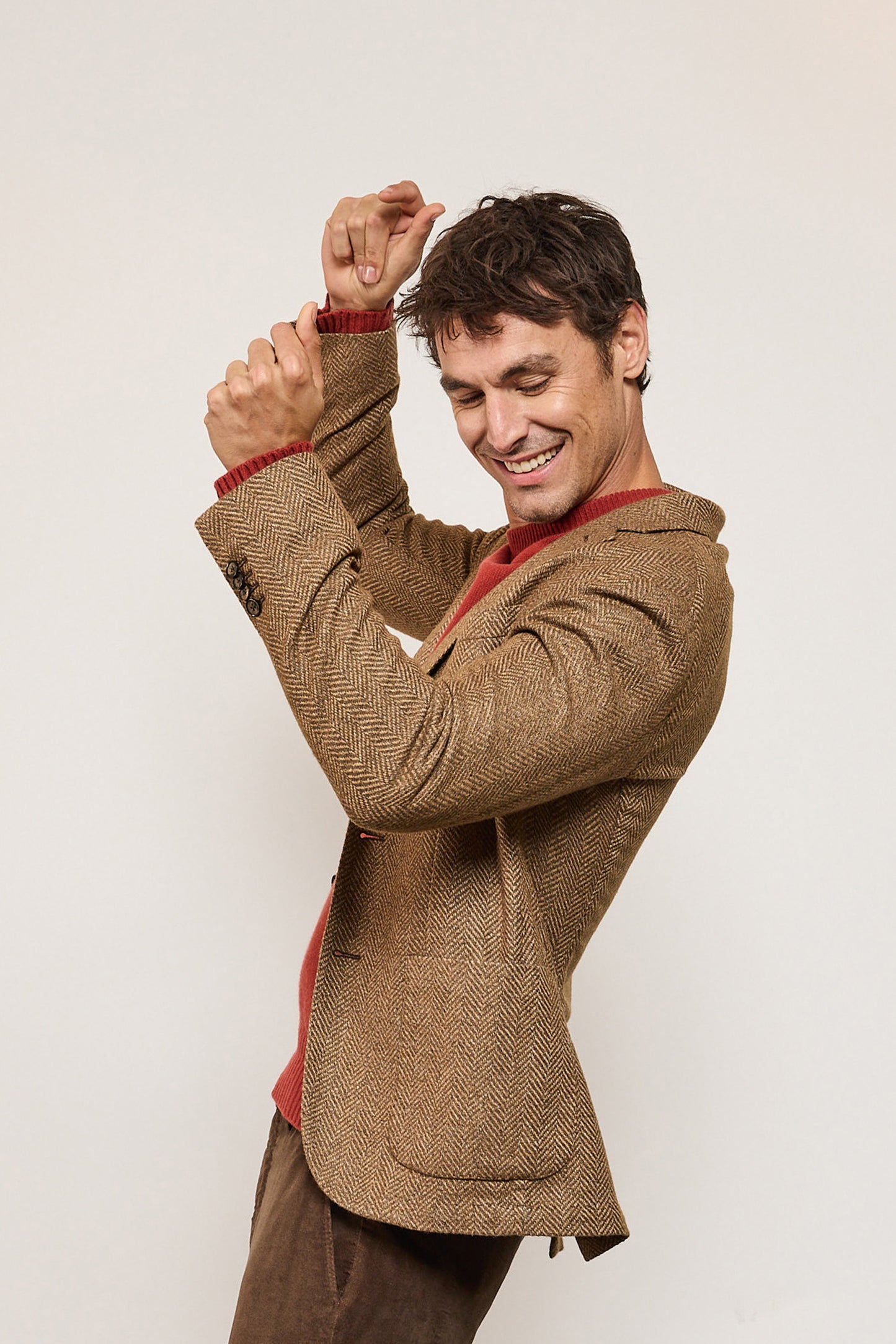 VESTE CHEVRONS LAINE MARRON