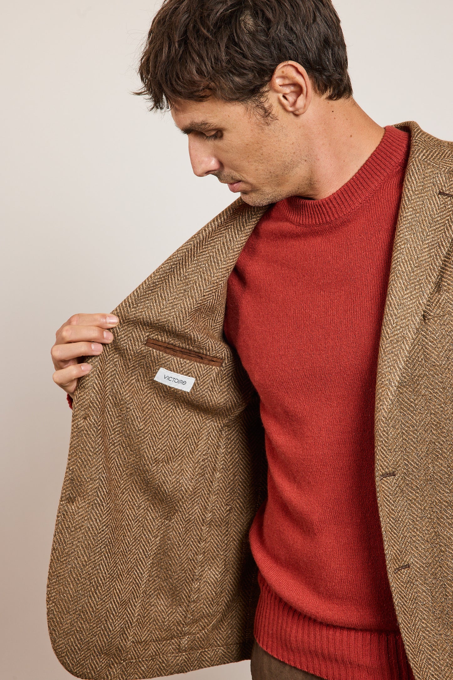 VESTE CHEVRONS LAINE MARRON