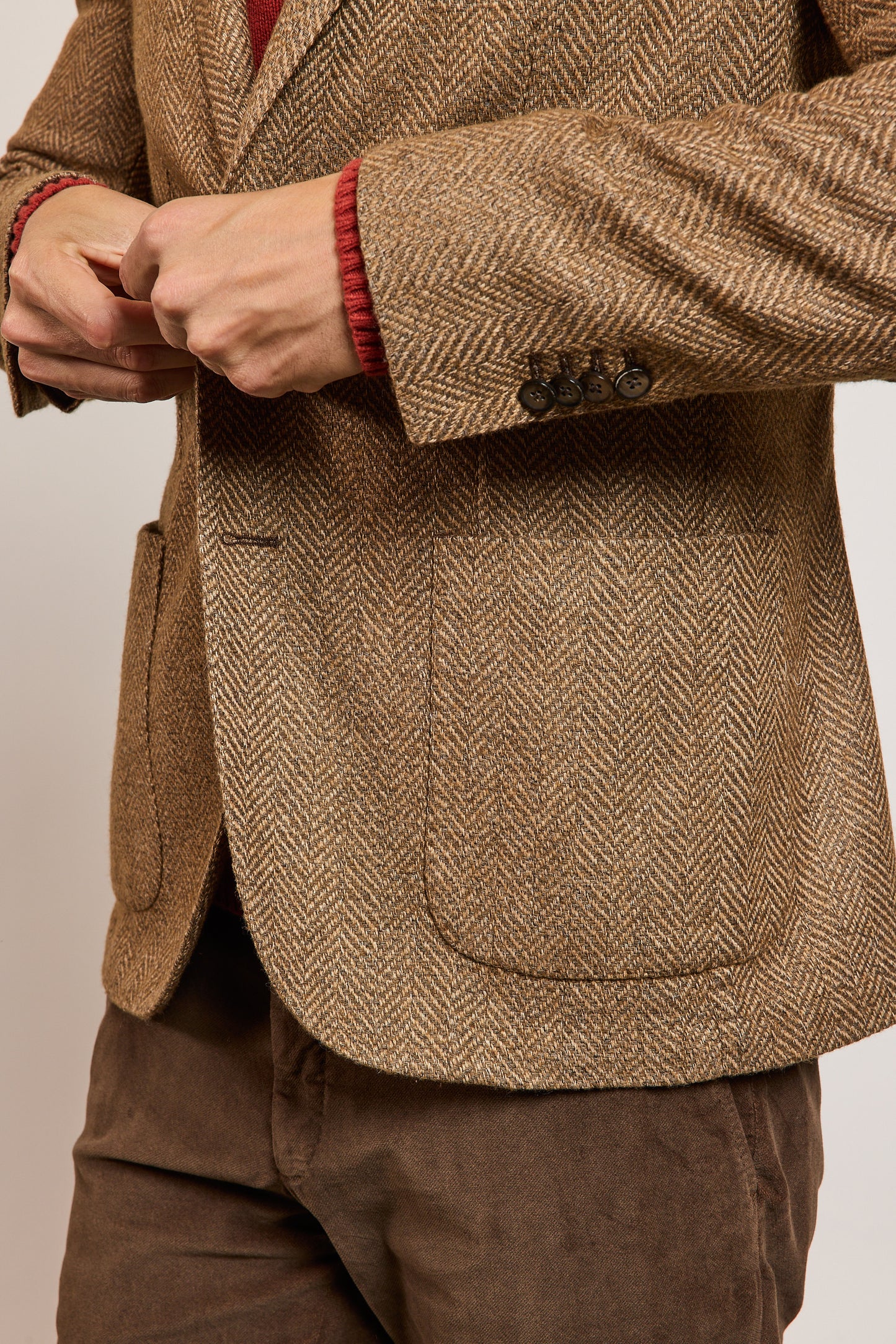 VESTE CHEVRONS LAINE MARRON