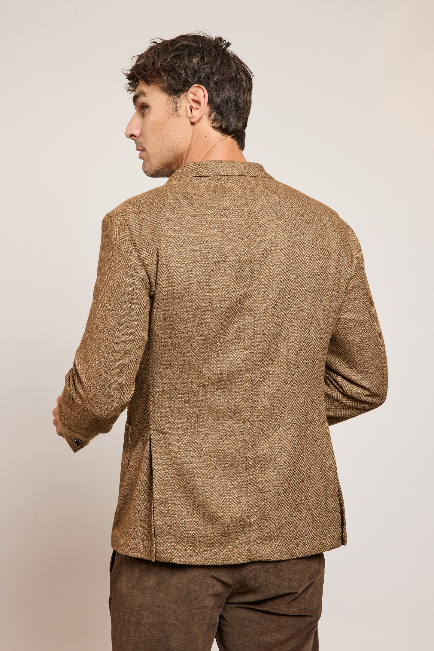 VESTE CHEVRONS LAINE MARRON