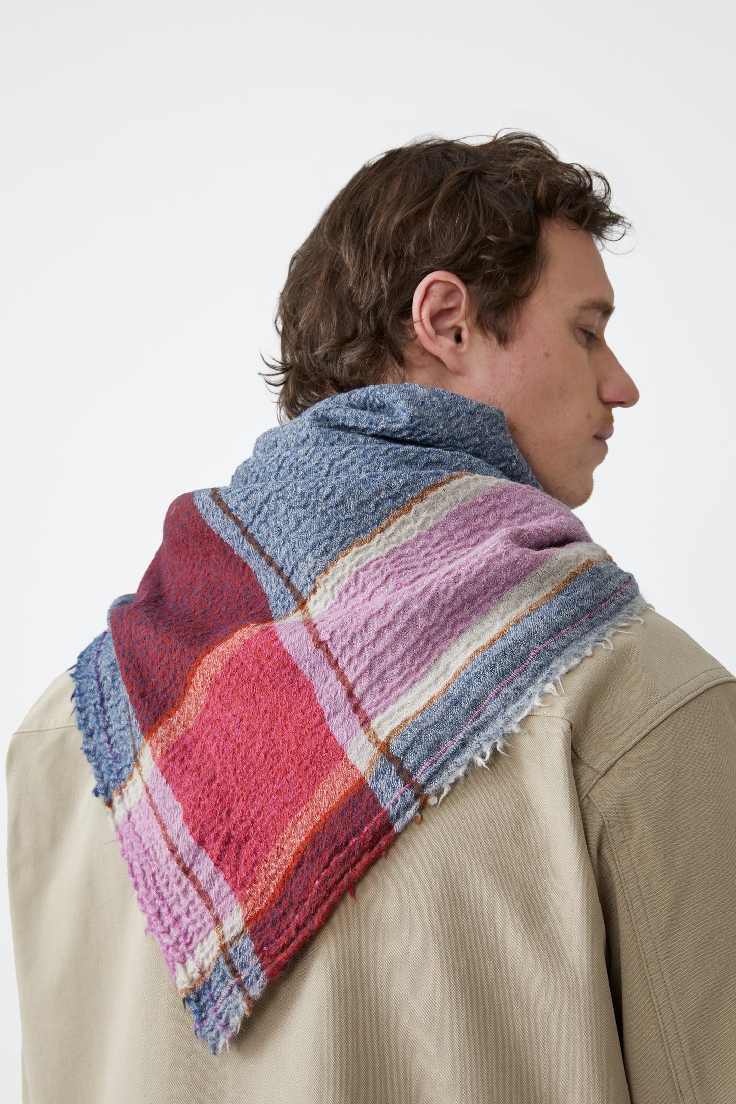 WOOL CASHMERE SCARF BLUE