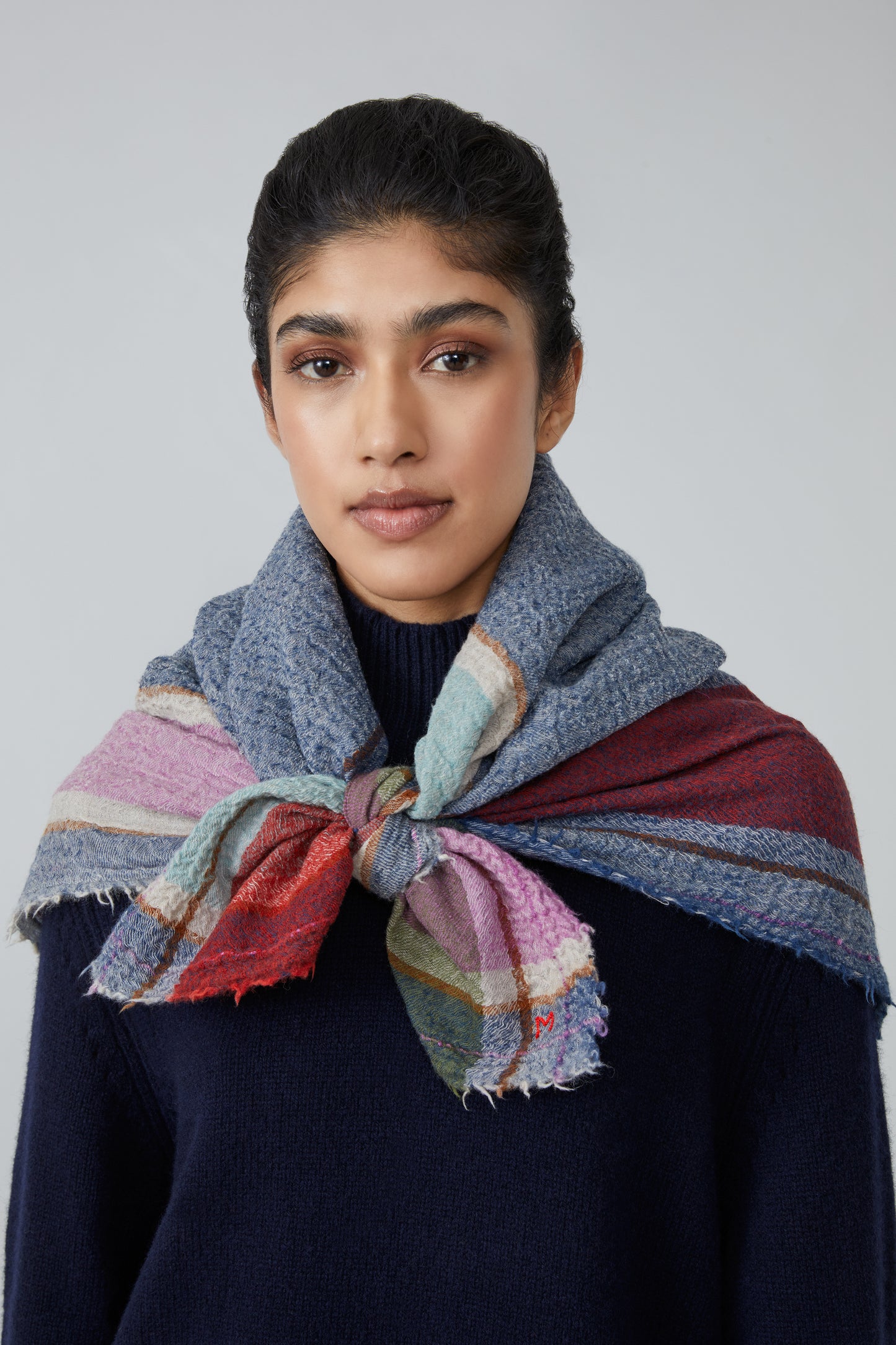 WOOL CASHMERE SCARF BLUE