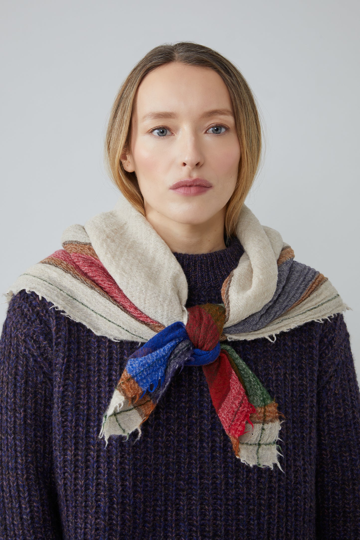 WOOL CASHMERE SCARF OFF WHITE