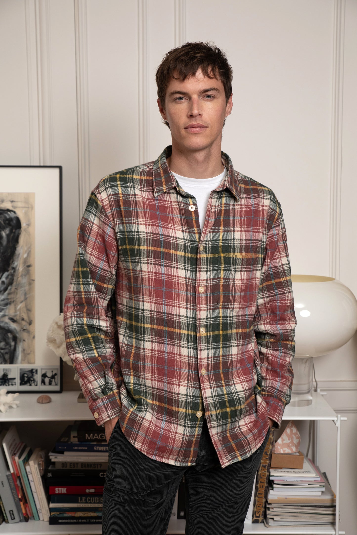 TARTAN OVERSHIRT RASPBERRY