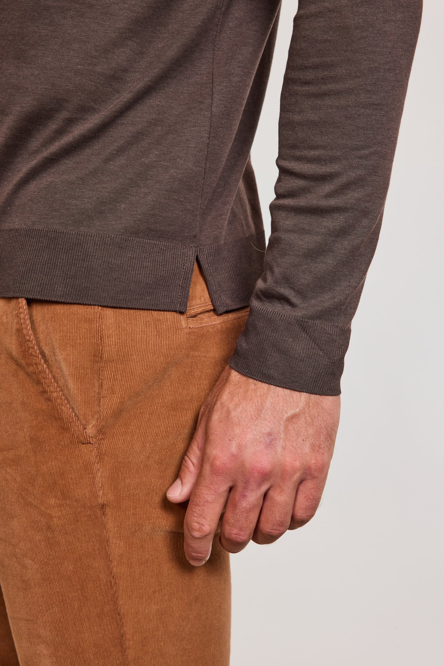 LYOCELL AND COTTON SWEATER BROWN