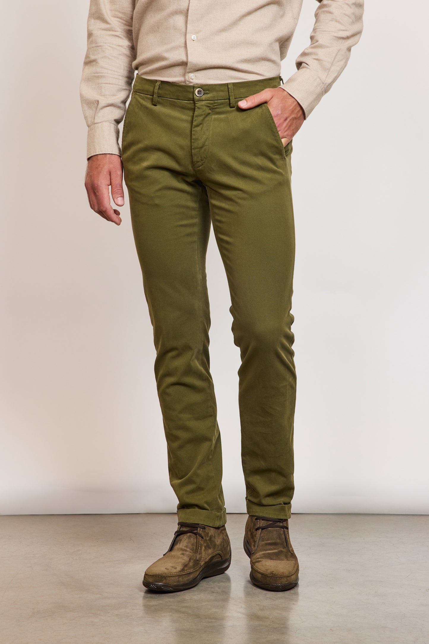 RAYON GABARDINE TROUSERS KHAKI