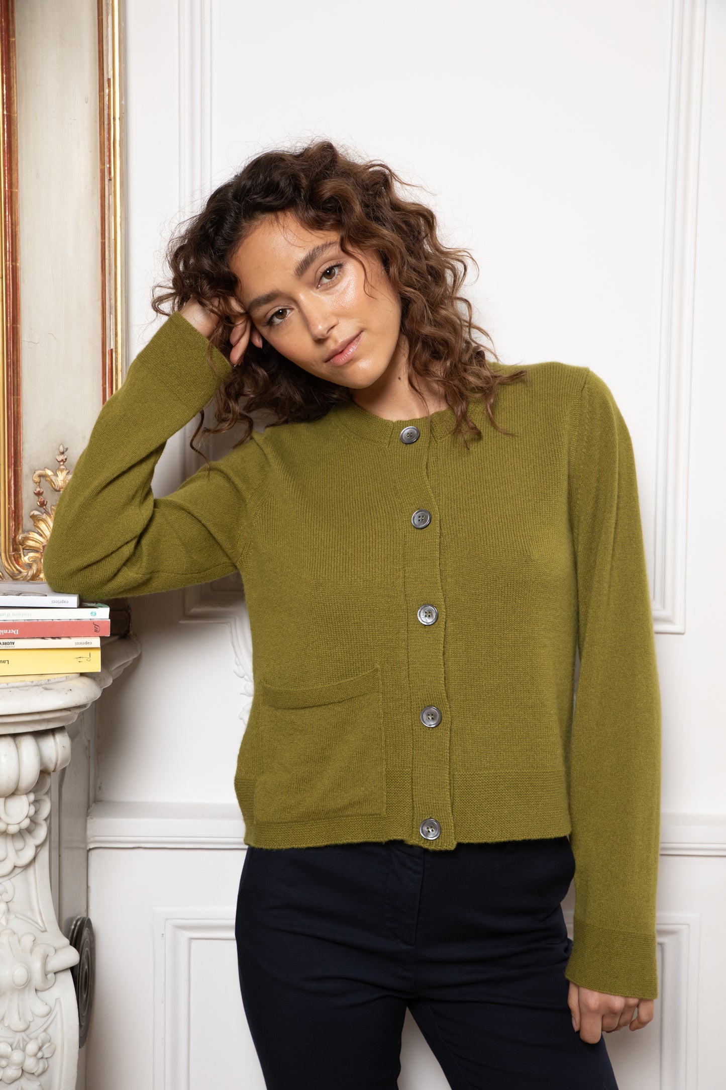 CASHMERE CARDIGAN MUSTARD