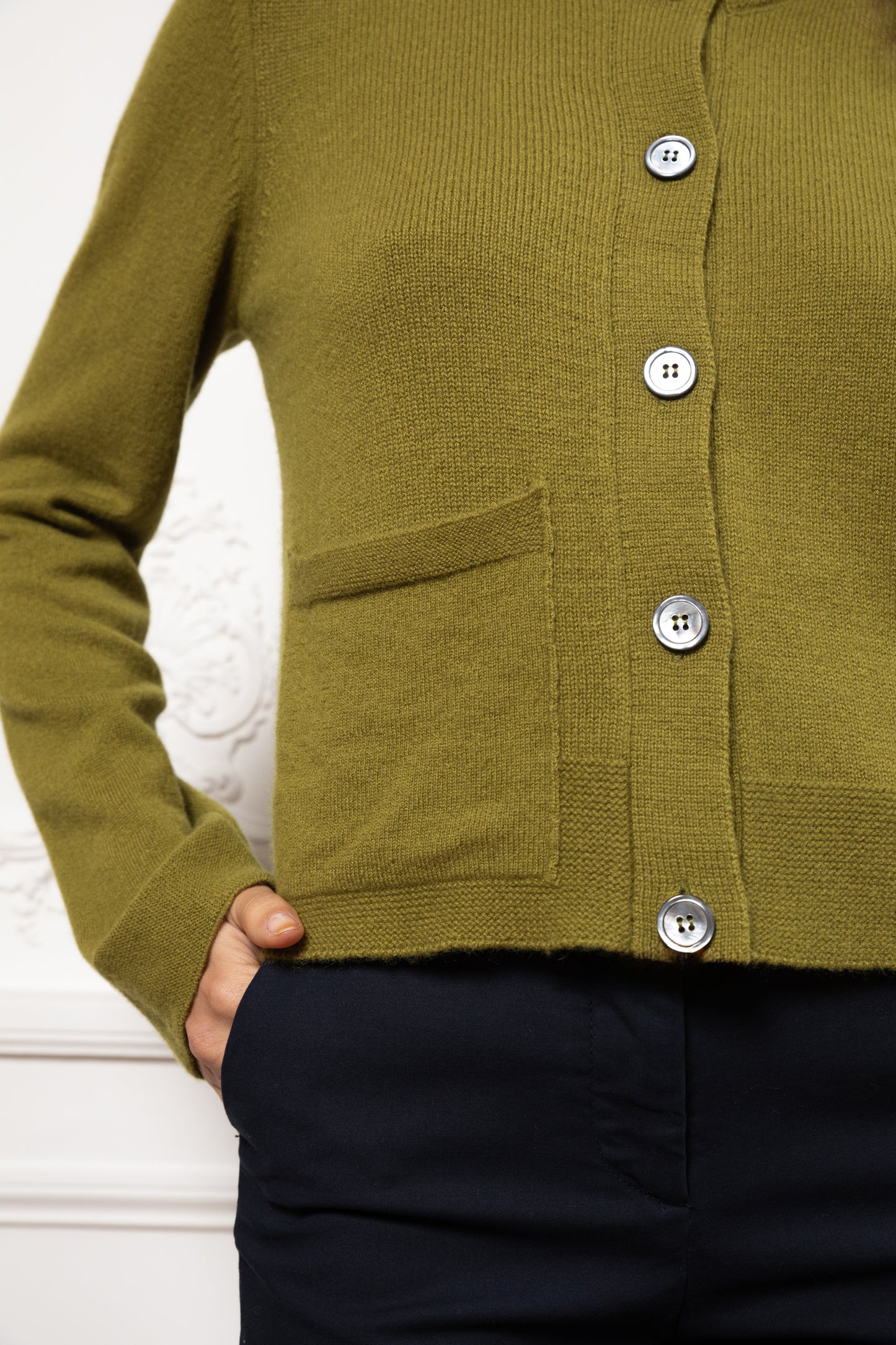 CASHMERE CARDIGAN MUSTARD