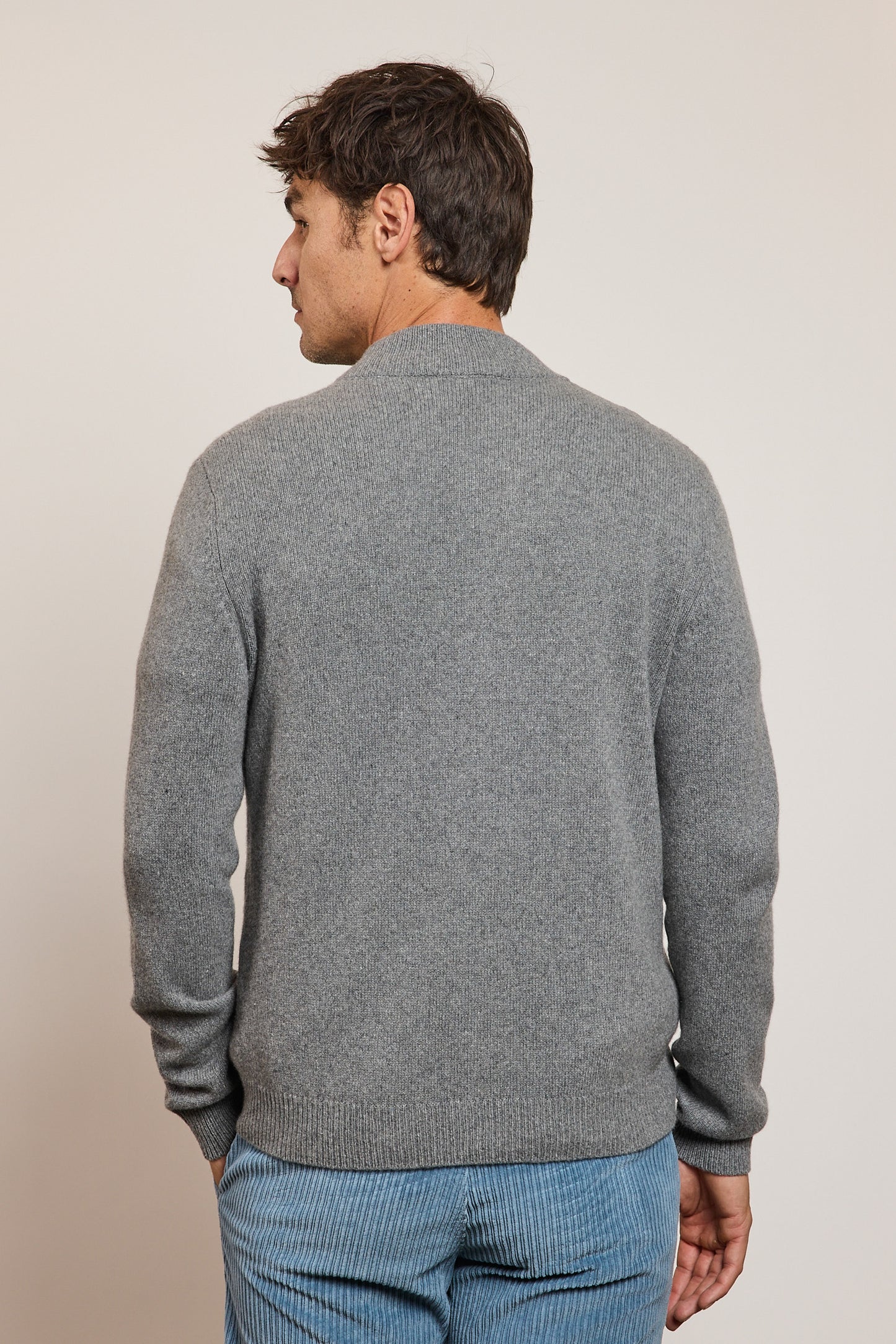 RECYCLED CASHMERE CARDIGAN GREY