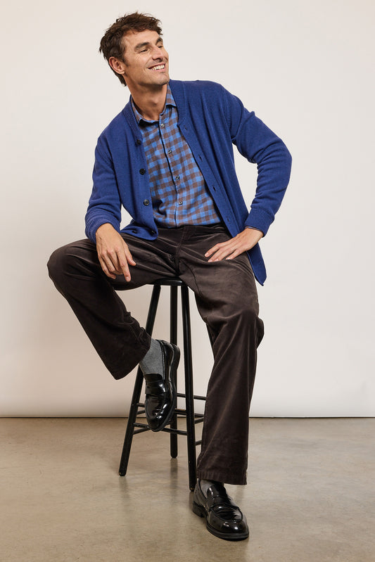 CARDIGAN CACHEMIRE RECYCLÉ INDIGO