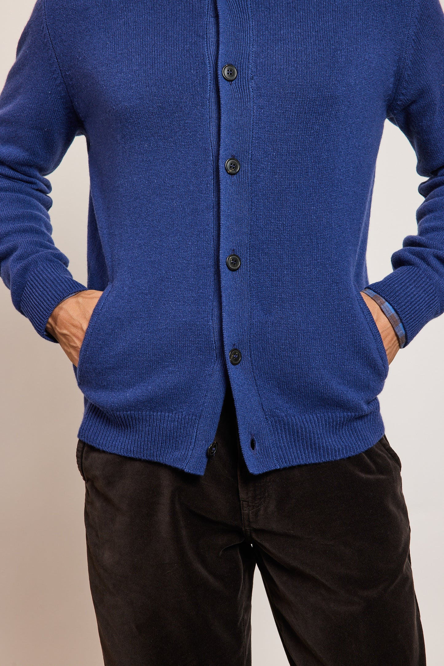 RECYCLED CASHMERE CARDIGAN INDIGO