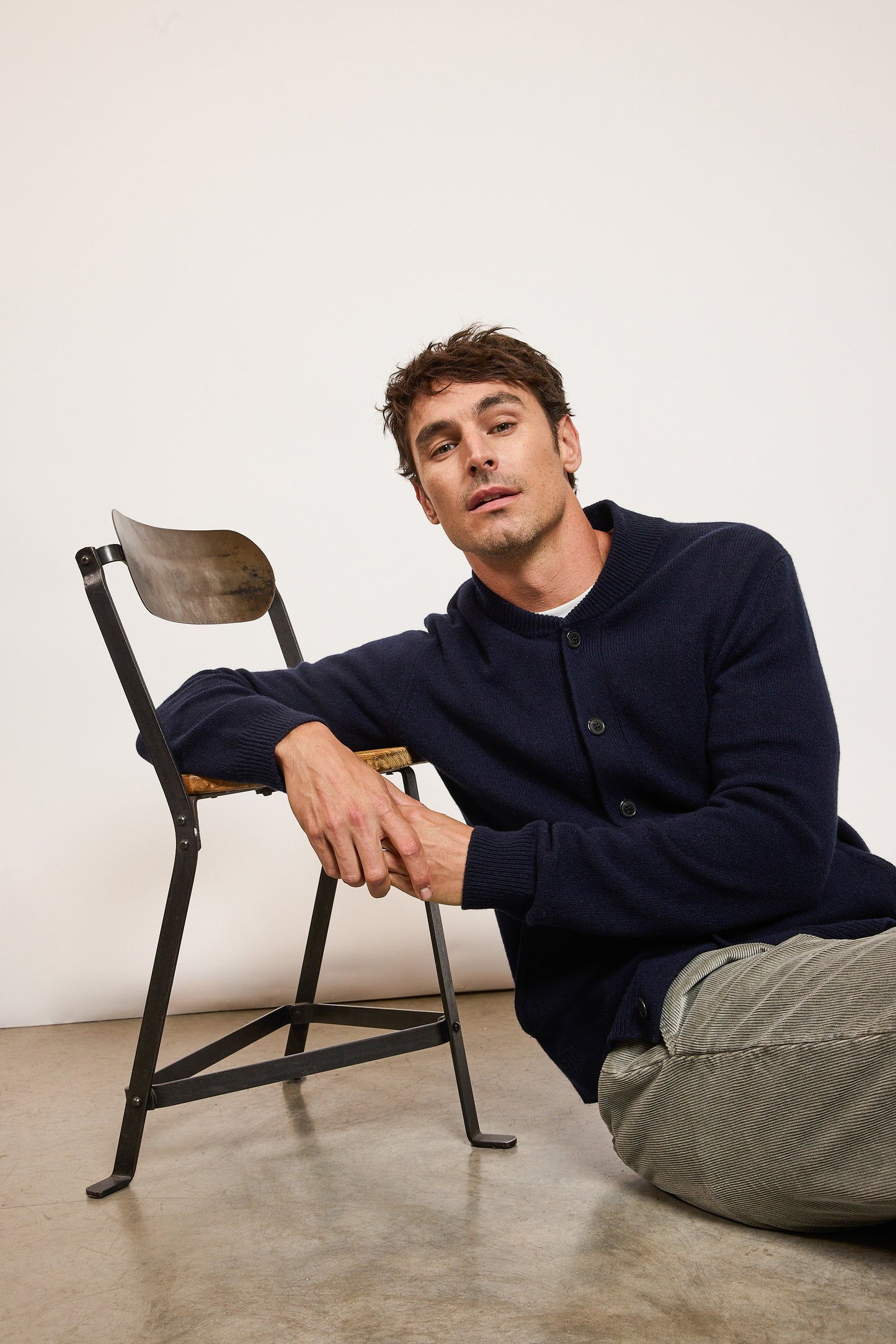 RECYCLED CASHMERE CARDIGAN NAVY