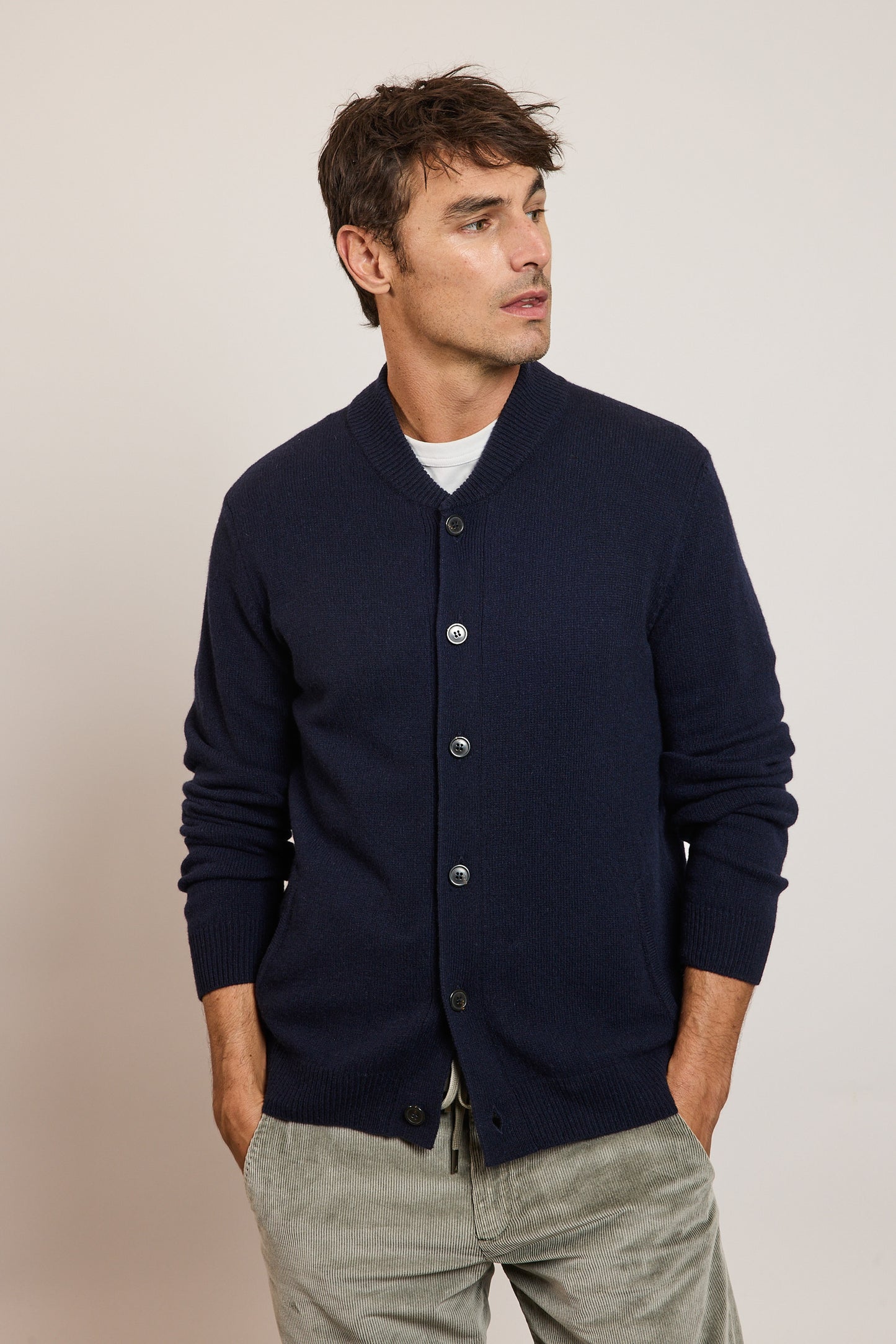 RECYCLED CASHMERE CARDIGAN NAVY