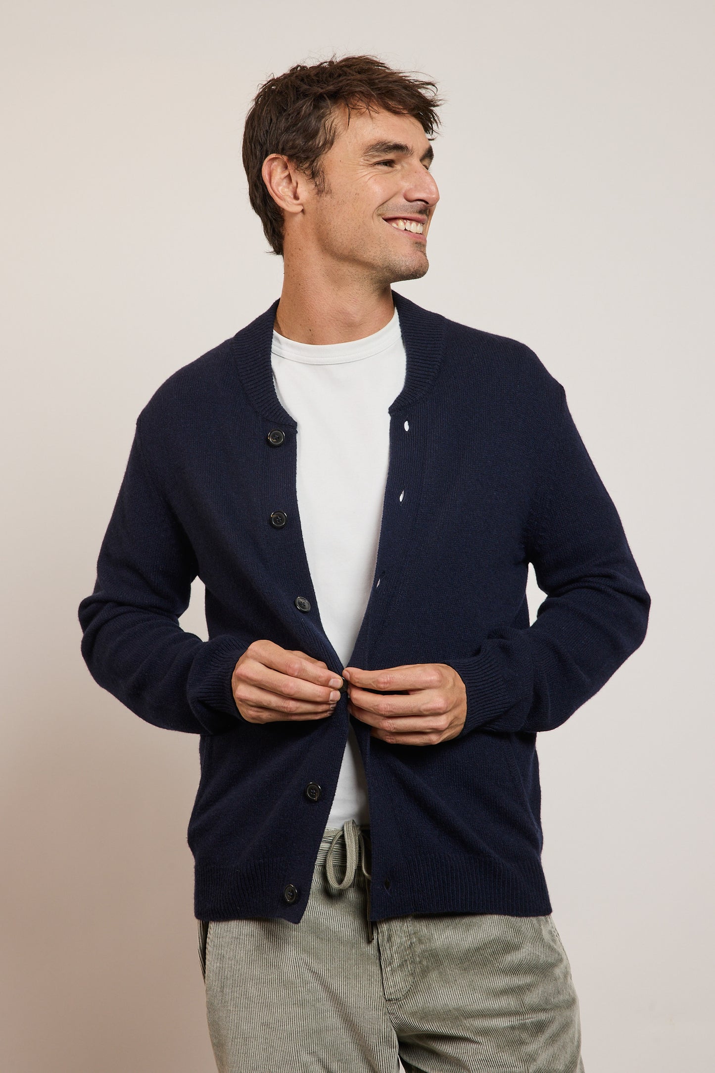RECYCLED CASHMERE CARDIGAN NAVY