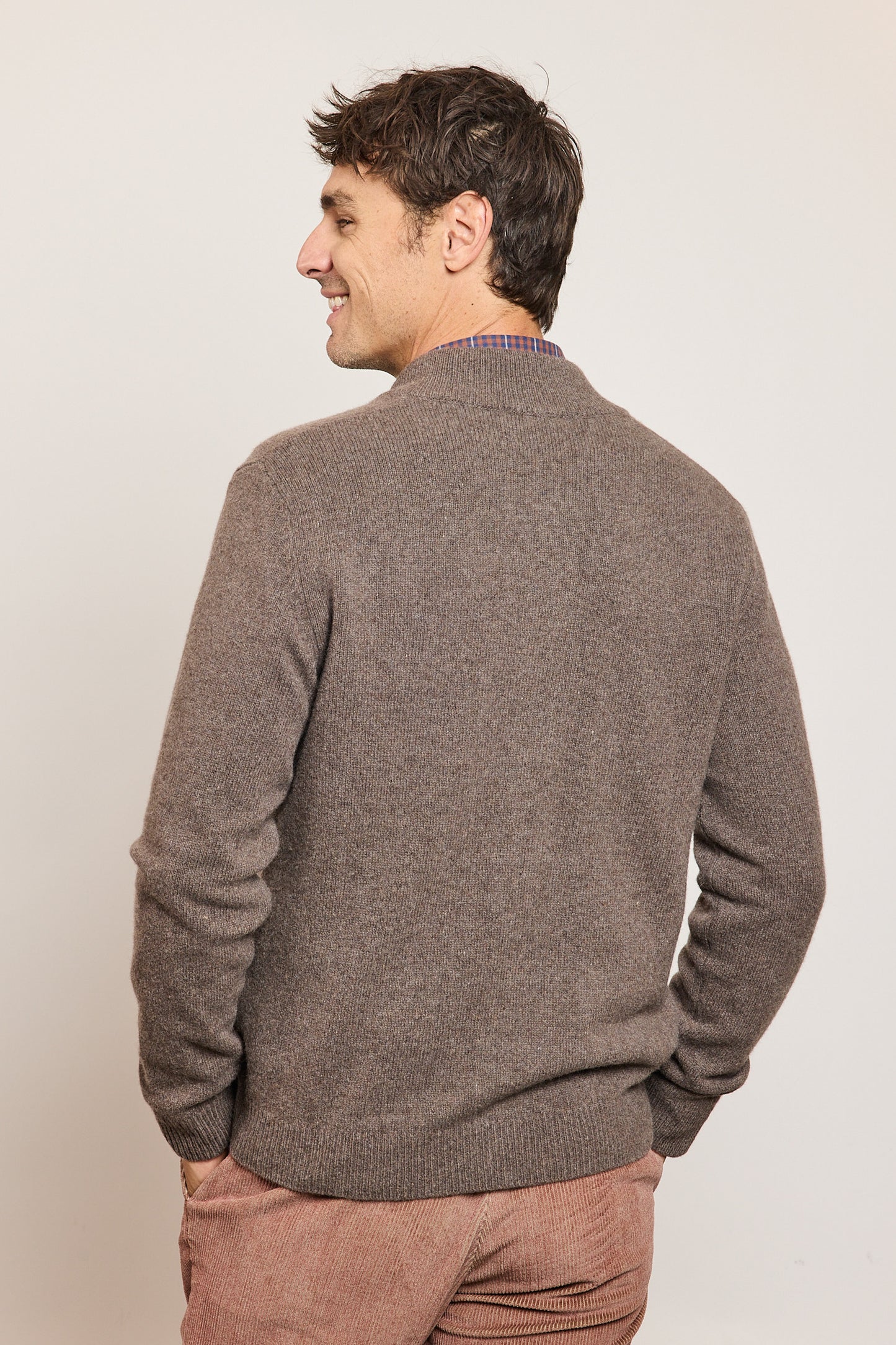 RECYCLED CASHMERE CARDIGAN VISON