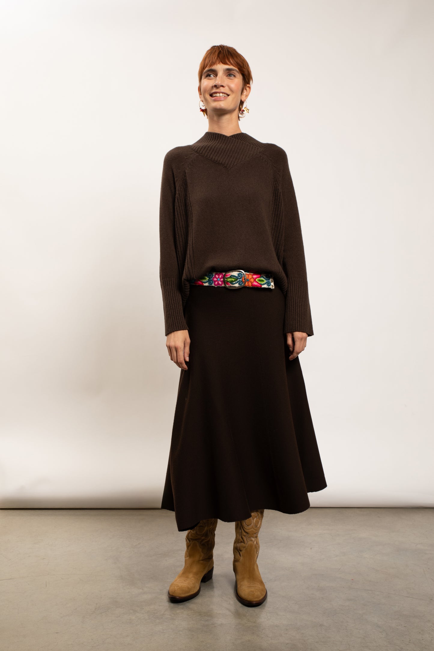 RECYCLED CASHMERE MOCK NECK COFFEE