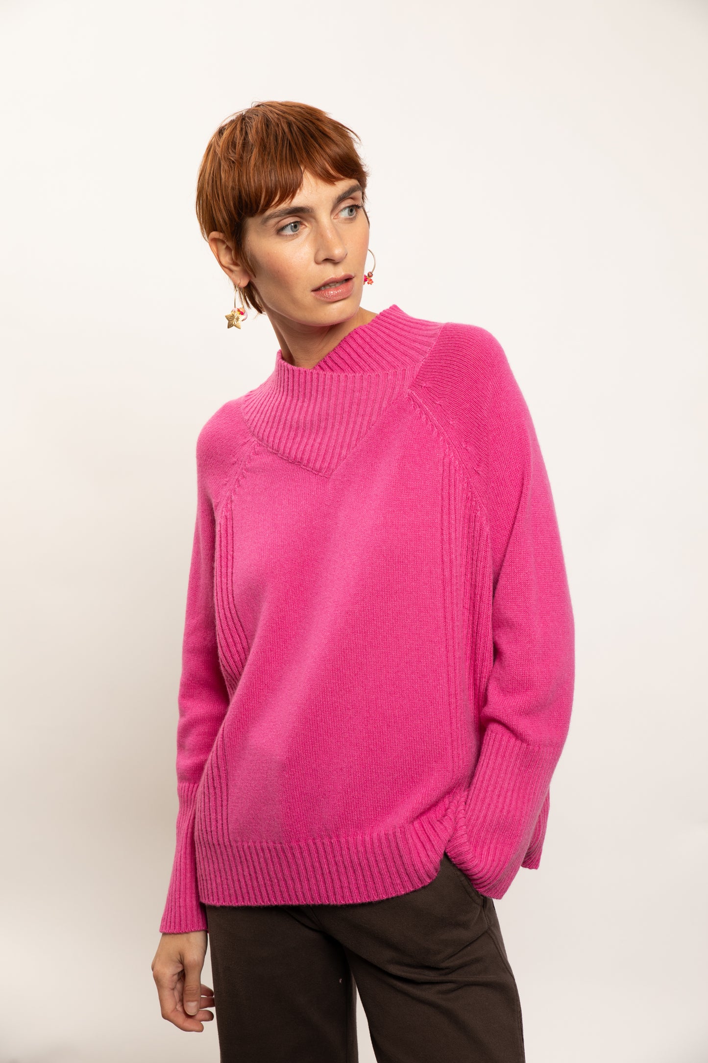 RECYCLED CASHMERE MOCK NECK PINK