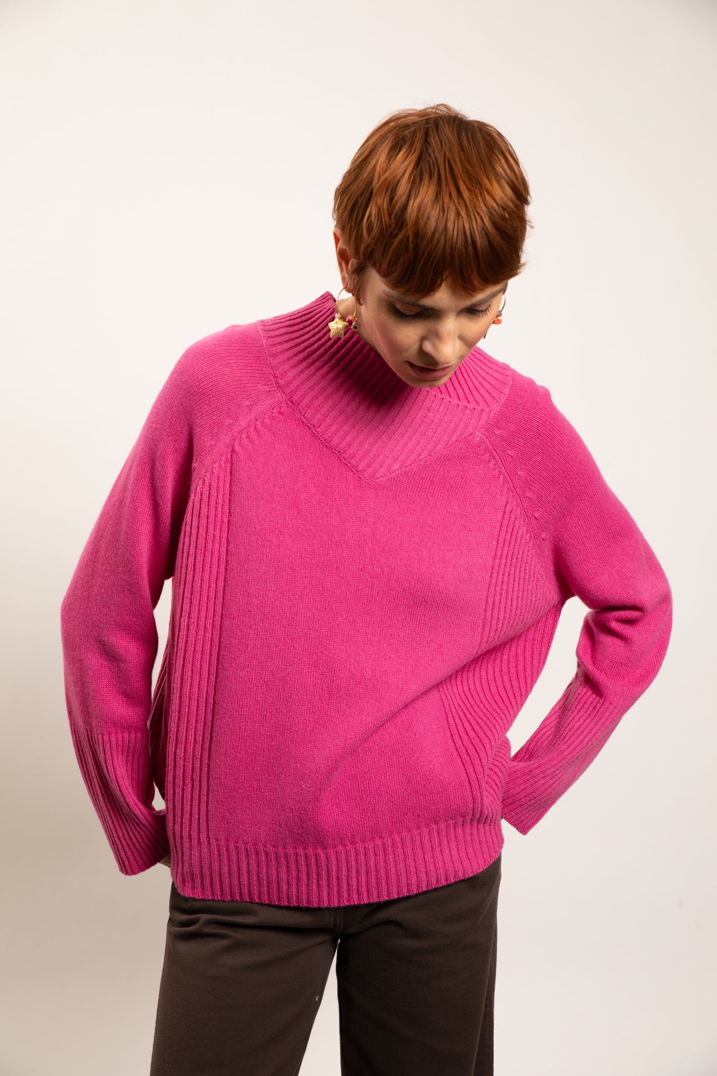 RECYCLED CASHMERE MOCK NECK PINK
