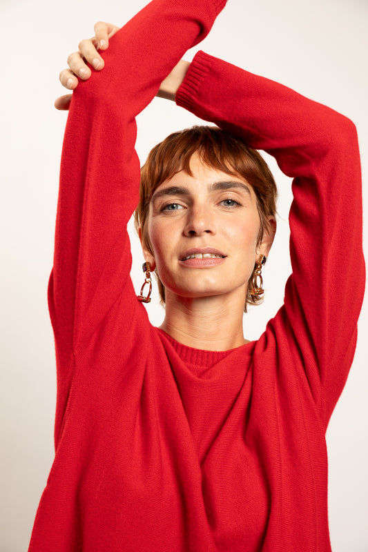 PULL EN CACHEMIRE ROUGE