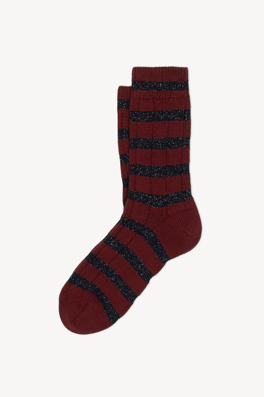 CHAUSSETTES À RAYURES BORDEAUX