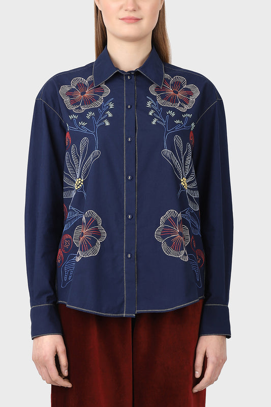 CHEMISE BRODÉE MARINE