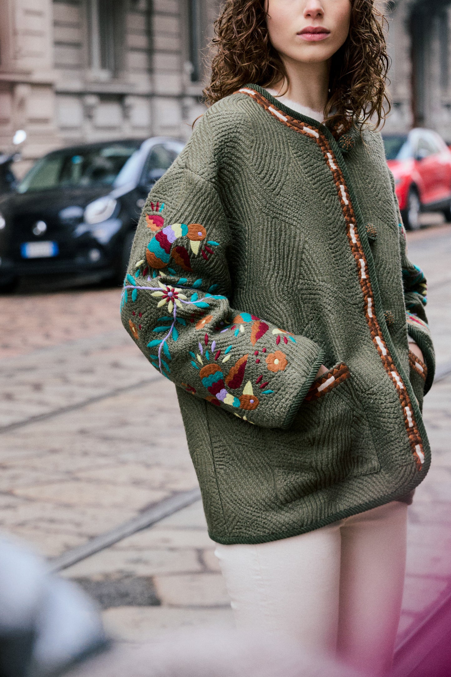 EMBROIDERED JACKET GREEN