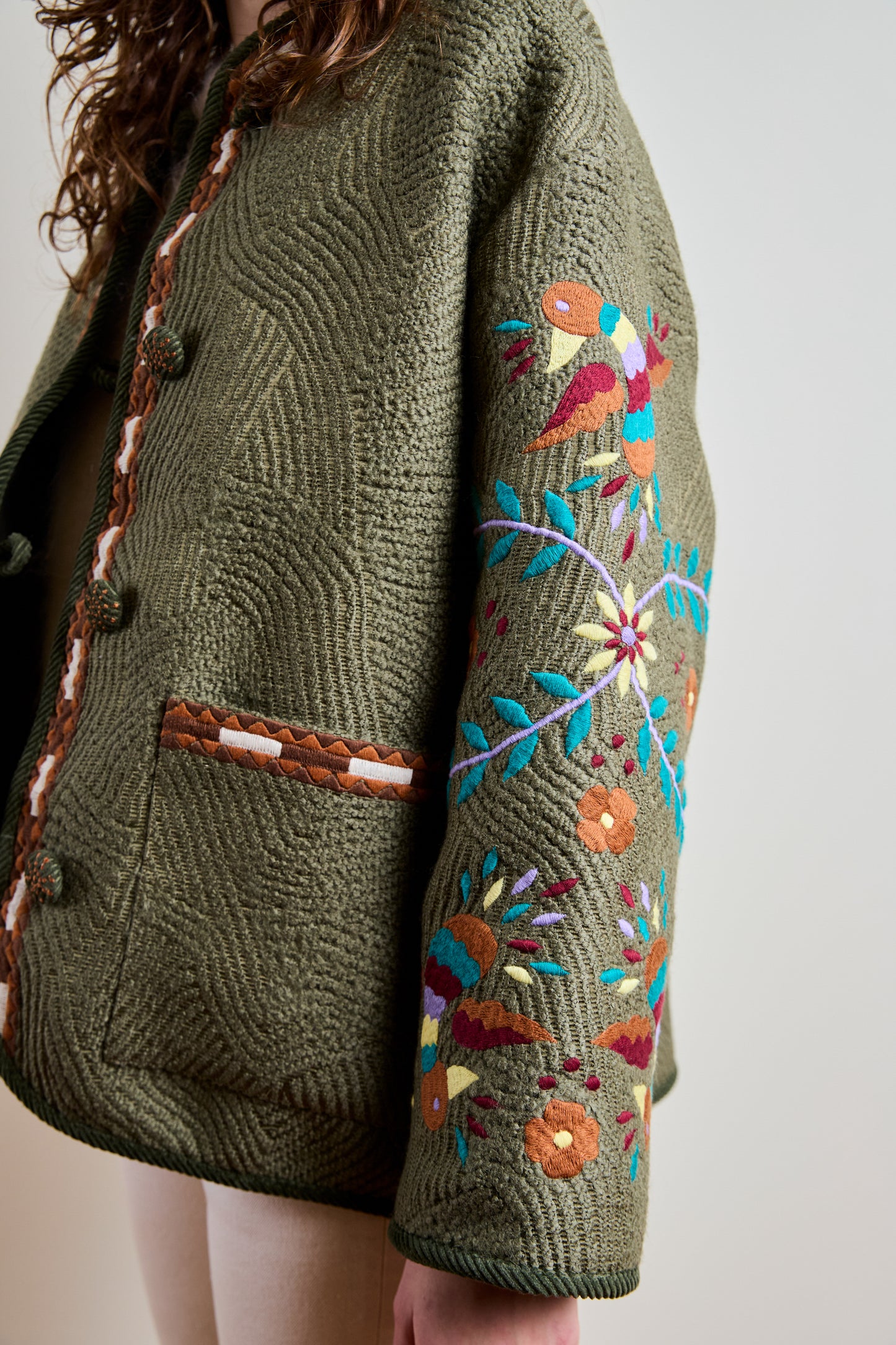 EMBROIDERED JACKET GREEN