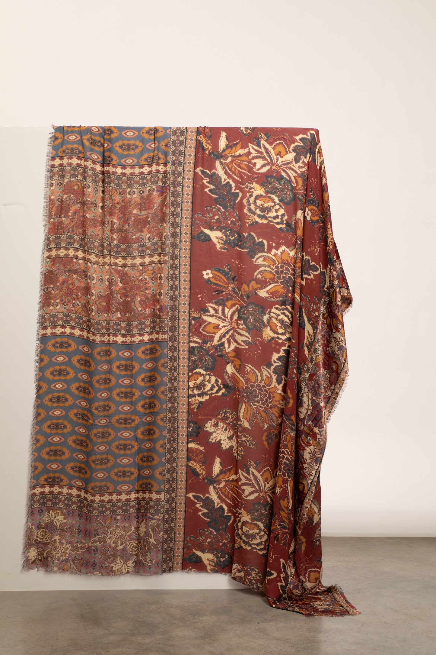 CASHMERE AND SILK SCARF BLUE