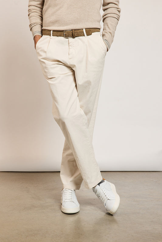PANTALON DROIT PINCES ECRU