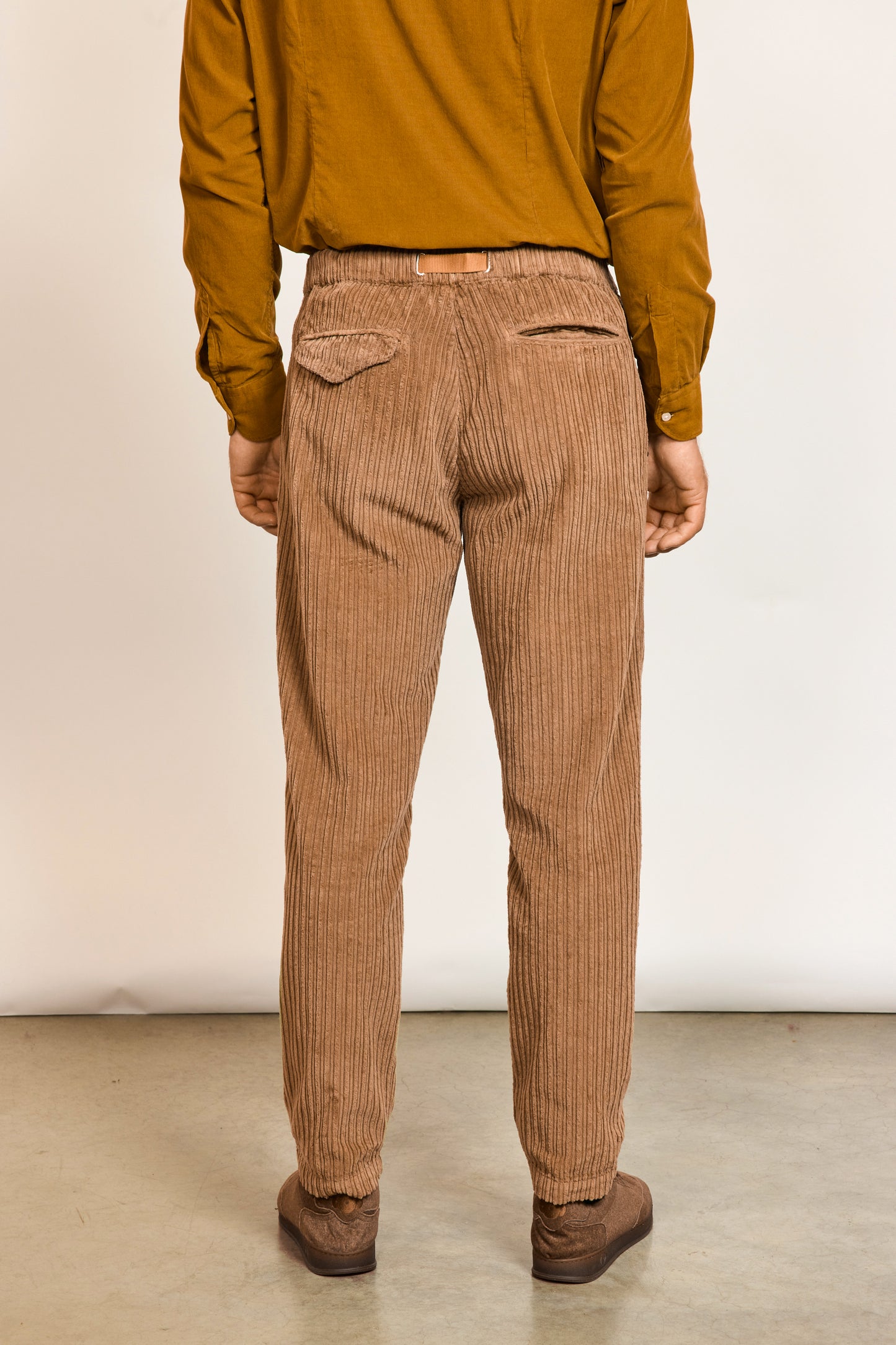 PANTALON VELOURS DOUBLE COTES MIEL