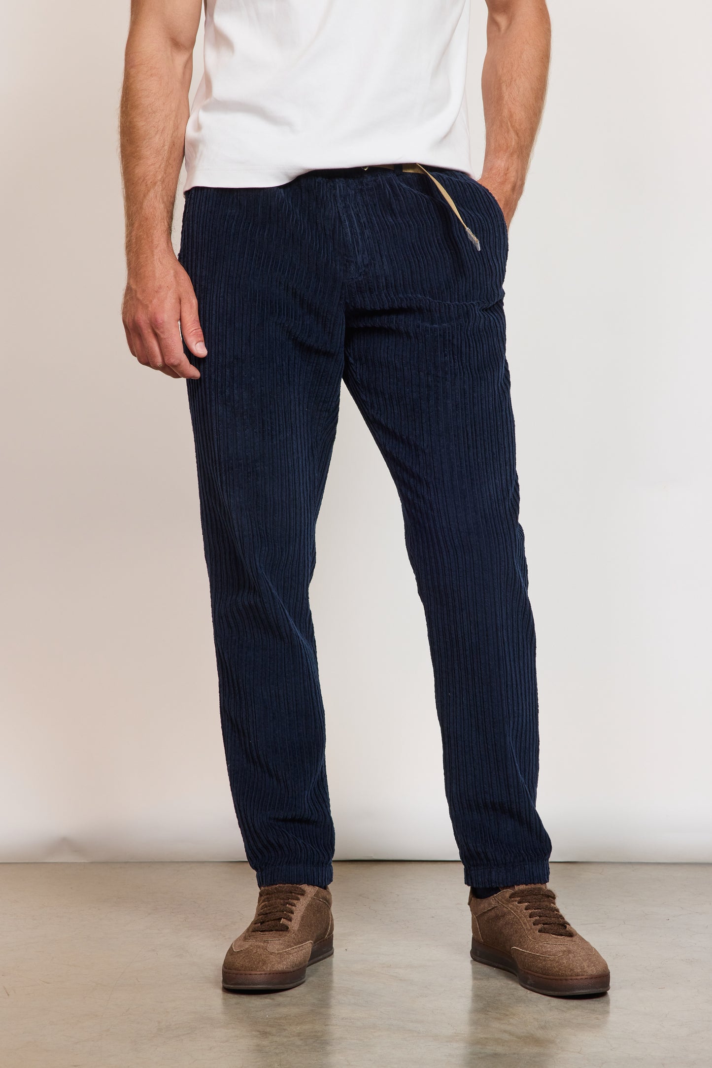 PANTALON VELOURS DOUBLE COTES MARINE
