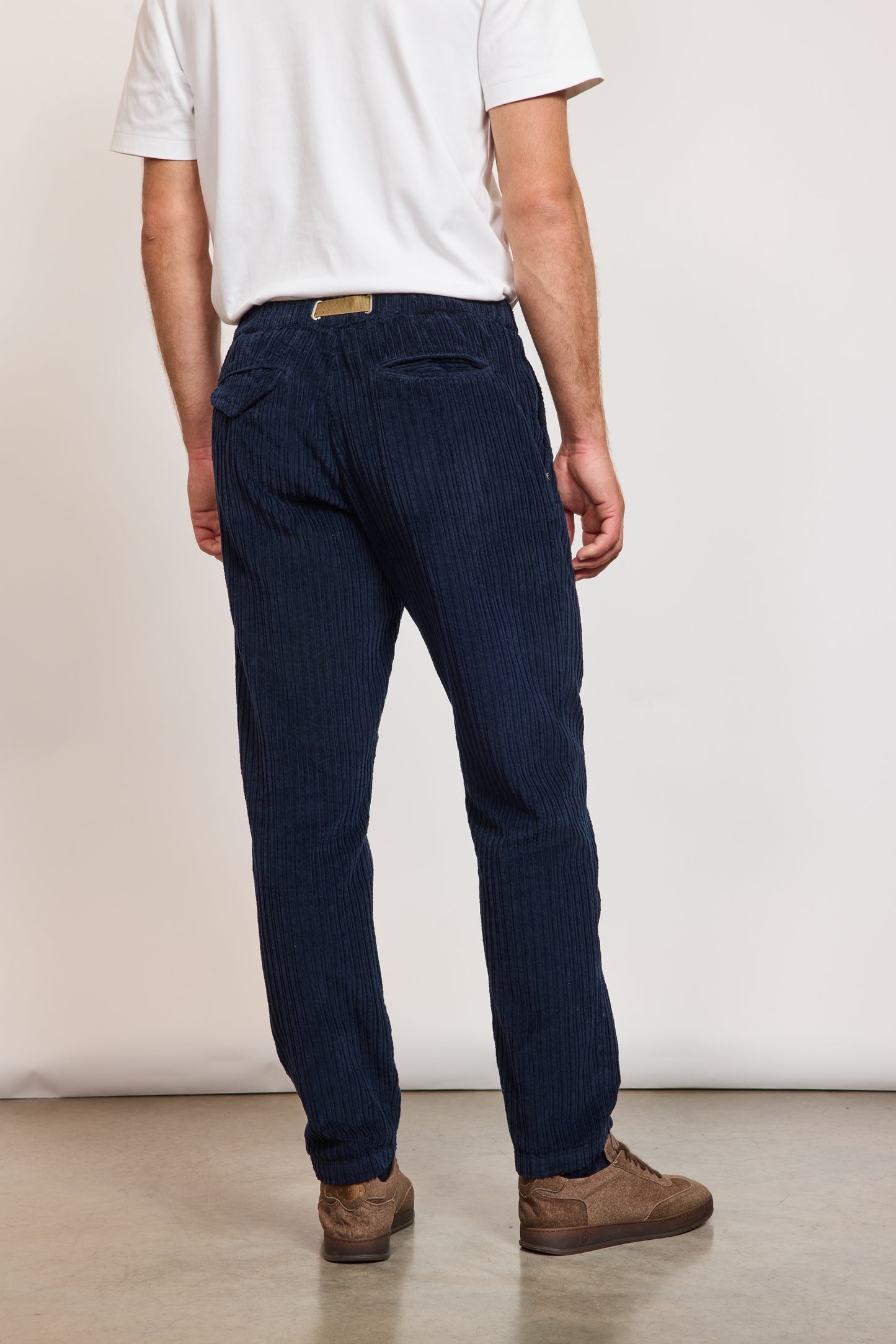 PANTALON VELOURS DOUBLE COTES MARINE