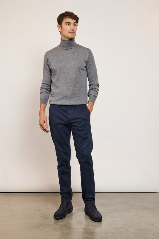 PANTALON SLIM COTON MODAL MARINE