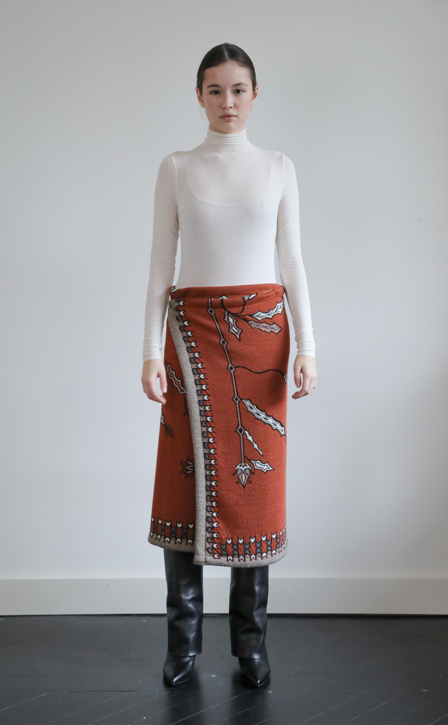 JUPE EN LAINE TERRACOTTA