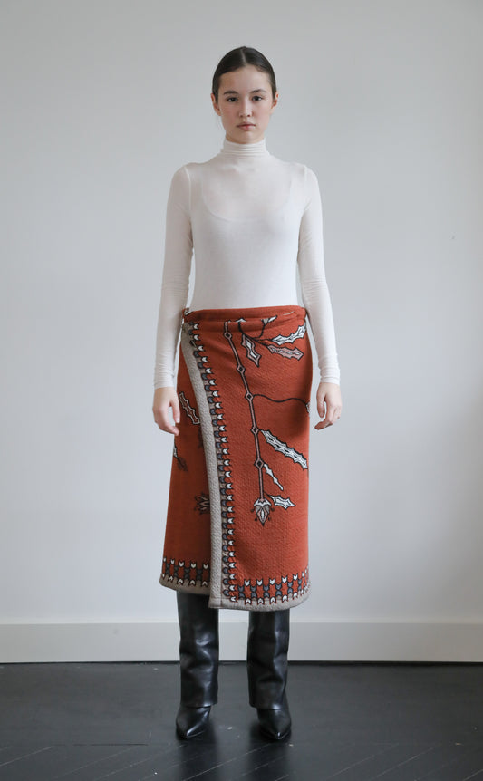 JUPE EN LAINE TERRACOTTA