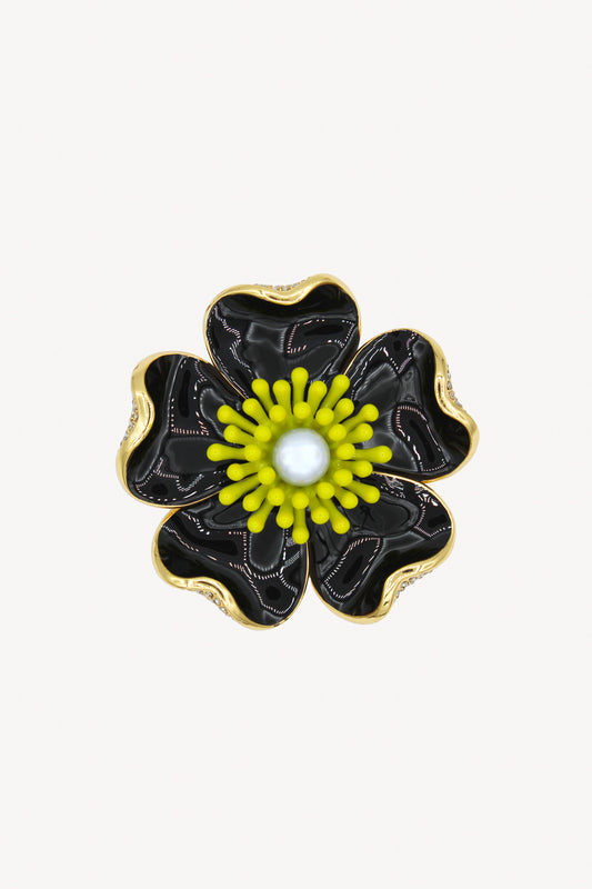 BROCHE FLEURS NOIRE